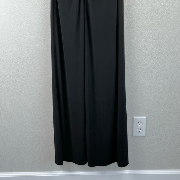 Marina Long V Neck Knot Front High Slit Sleeveless Black Maxi Dress NWT Small - Picture 8 of 15